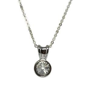 NEW Made with Swarovski Crystal Round Pendant Necklace Silver Imperfect Setting